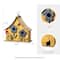 Glitzhome® 10.5" Yellow Distressed Wood Birdhouse with Flowers